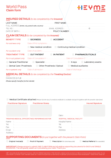 Claim Form サンプル
